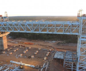 Second 1200 tonne prefabricated conveyer truss going into final position at First Quantum Minerals' Sentinal Mine.jpg